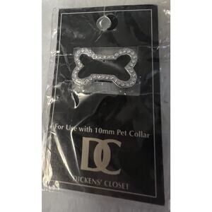 Pet Collar Dog Bone Shape Bling By Dicken’s Closet For Use With 10mm Pet Collar